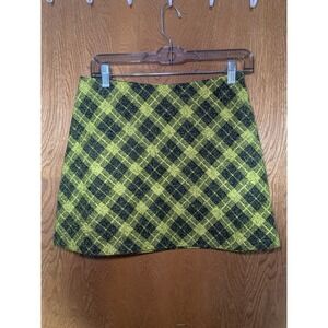 Zara Women's Mini Skirt M Yellow Black Plaid Checkered Short Mini 90s Clueless